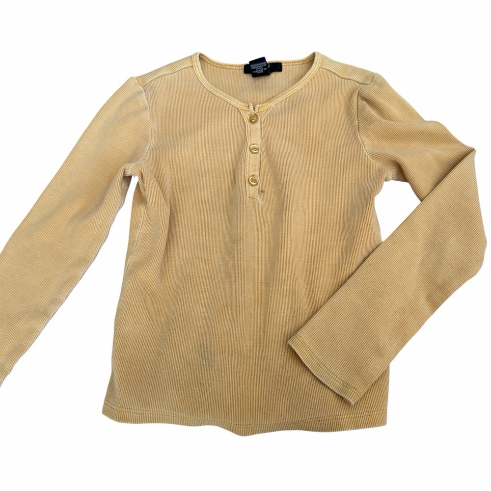 Forever 21 Kids Ribbed Henley Top Yellow Long Sleeve Shirt Girls Size 5/6 - Picture 3 of 8